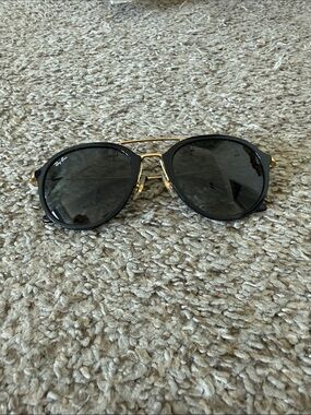 Ray-Ban Black & Gold Round Aviator Sunglasses for Men